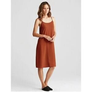 EILEEN FISHER Tencel Viscose Crepe Camisole Knee Length Slip Dress‎ Size XS